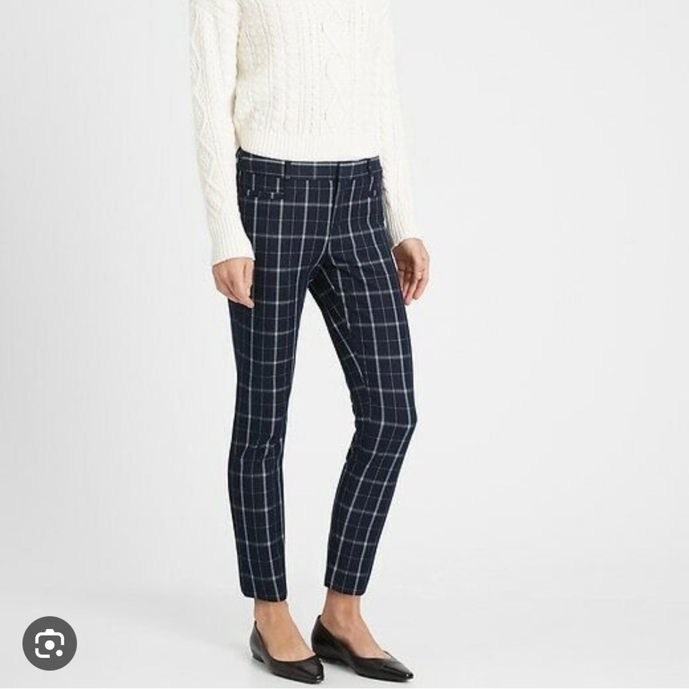 Banana republic Slogan Slim Pant in Navy plaid